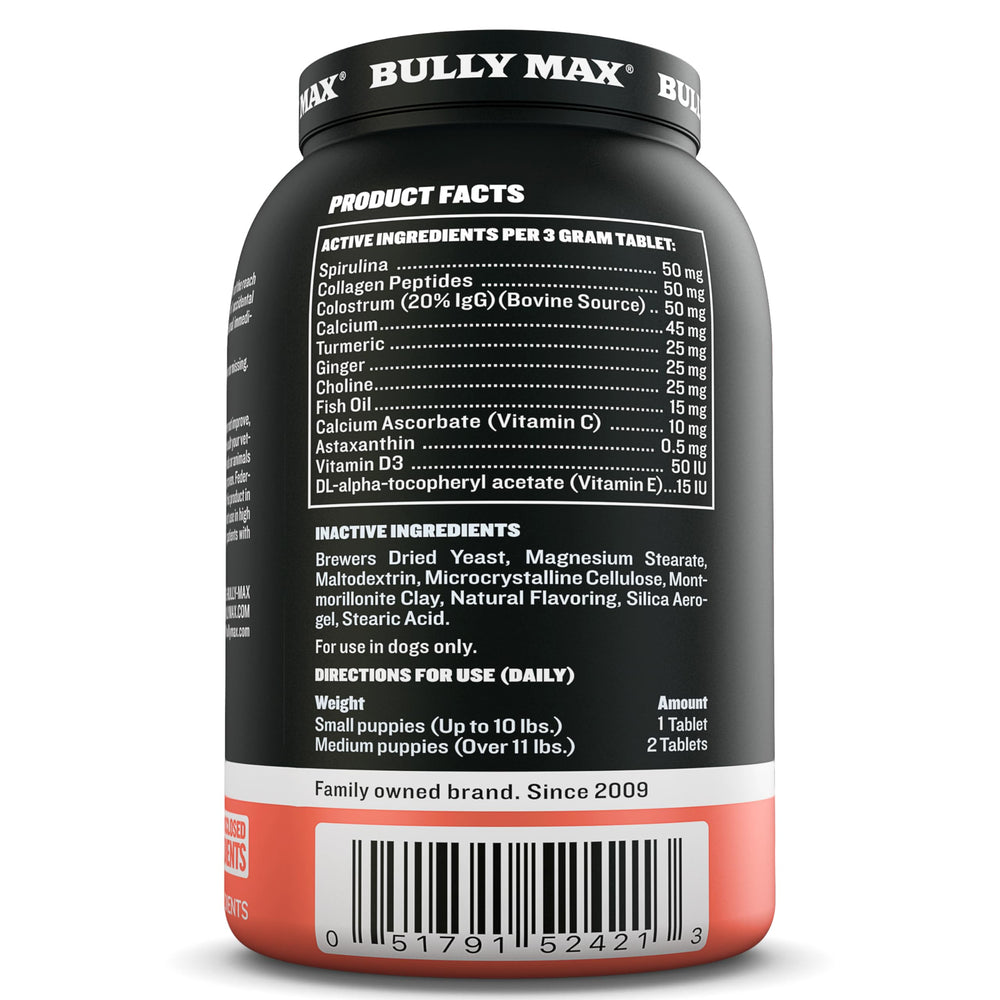 Illustration of ingredients like ginger and colostrum in Bully Max.