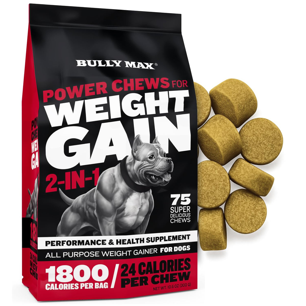 Bully Max Weight Gainer bag supports energy and weight for all breeds.