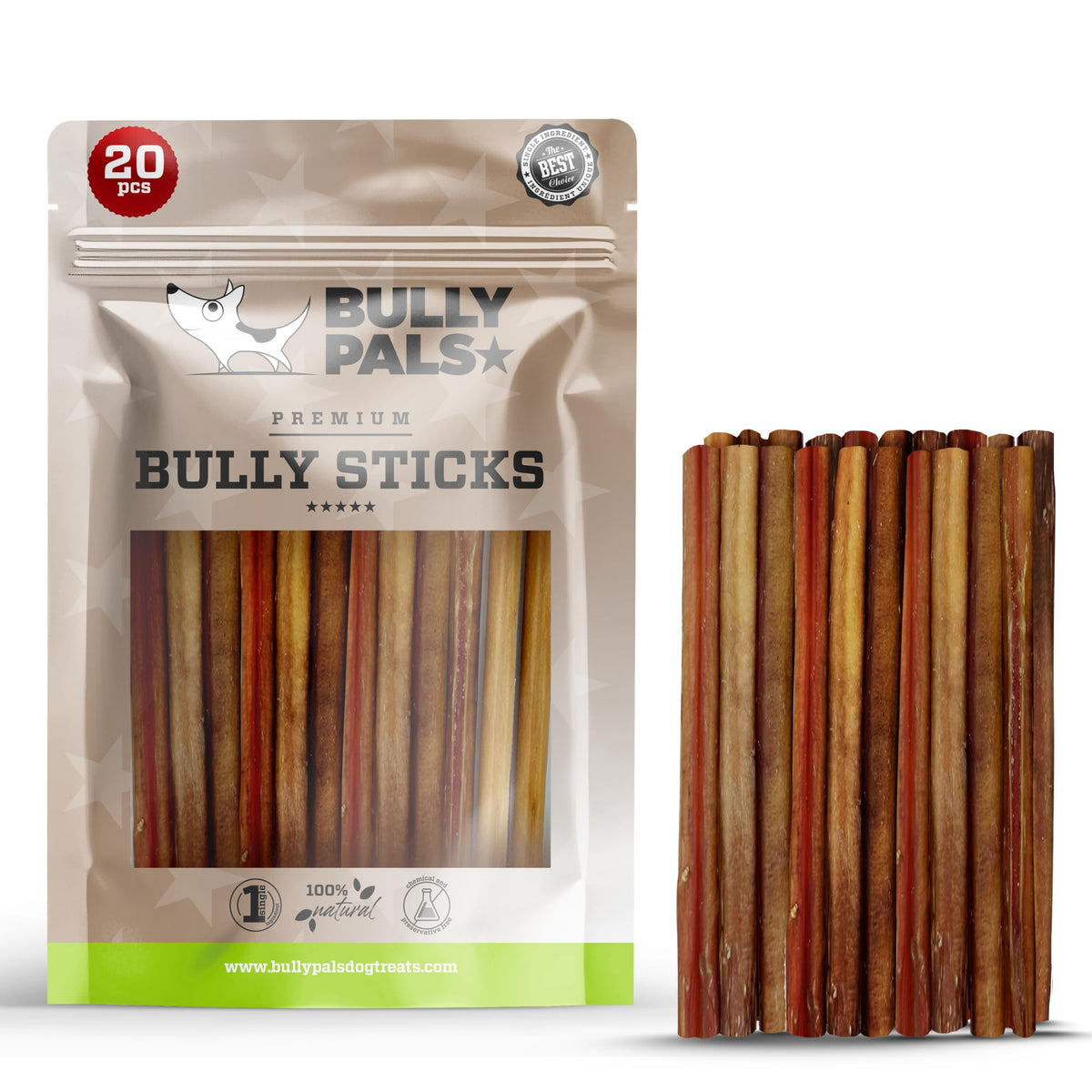 BULLY PALS 6-Inch Bully Sticks pack front image, ideal for small dogs.