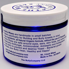 Bully Wipes ear area care for sensitive Bulldog skin.