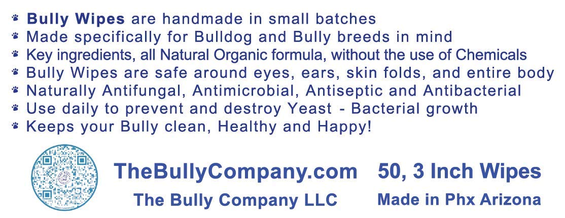 Bully Wipes organic formula with plant based ingredients for Bulldog care.