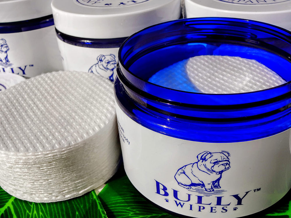 The Bully Company Bully Wipes textured round wipes for thorough yet gentle cleaning.