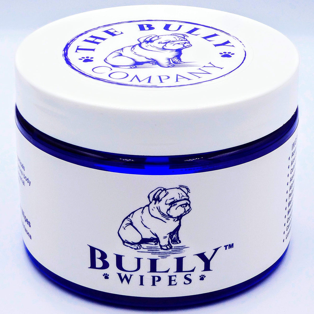 The Bully Company Bully Wipes wrinkle face cleaning for bulldogs, gentle on folds.