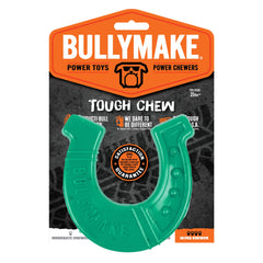 BULLYMAKE Green Tough Chew Horseshoe close-up shows durability for aggressive chewers