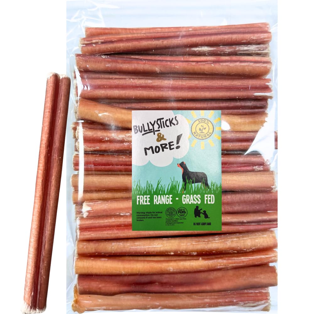 BULLYSTICKS & MORE 6in bully sticks pack for medium dogs, long-lasting chew.
