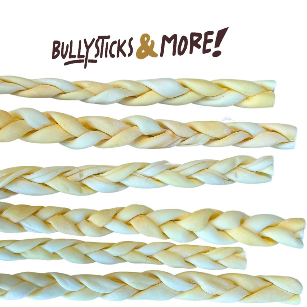 Bullysticks & More beef cheek braid texture showing natural ingredients for lean protein.