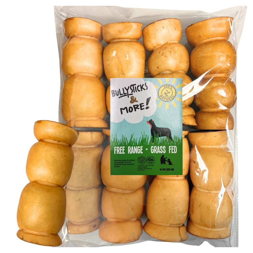 Bullysticks & More Beef Cheek Rolls packfront showing natural chew