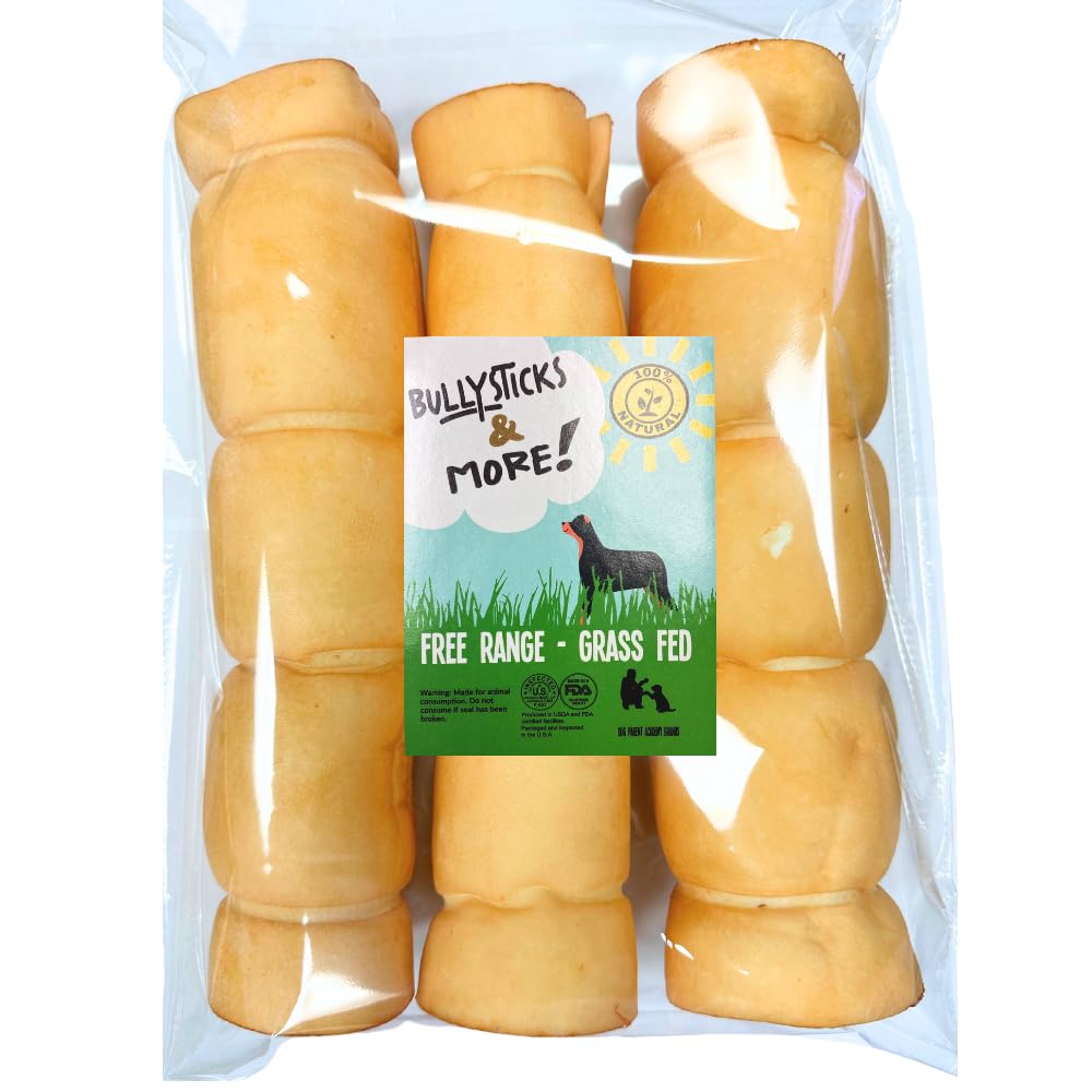 Bullysticks & More beef cheek rolls peanut butter 3-pack, protein-rich dog chew