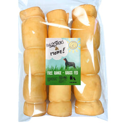 Bullysticks & More beef cheek rolls peanut butter 3-pack, protein-rich dog chew