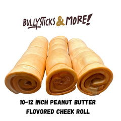 Bullysticks & More beef cheek rolls close-up texture, natural lean protein treat