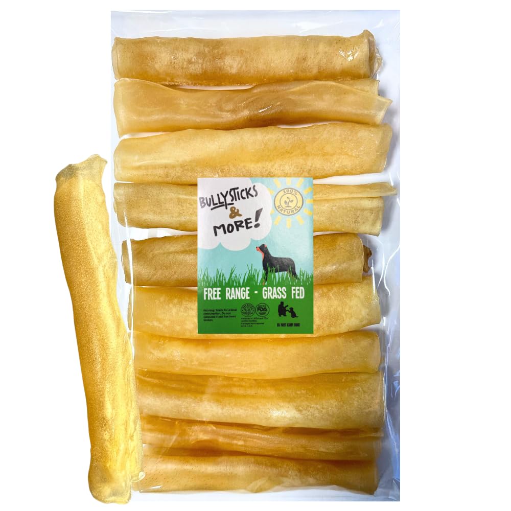 Bullysticks & More beef collagen rolls 6in in bag, premium chew for dogs.