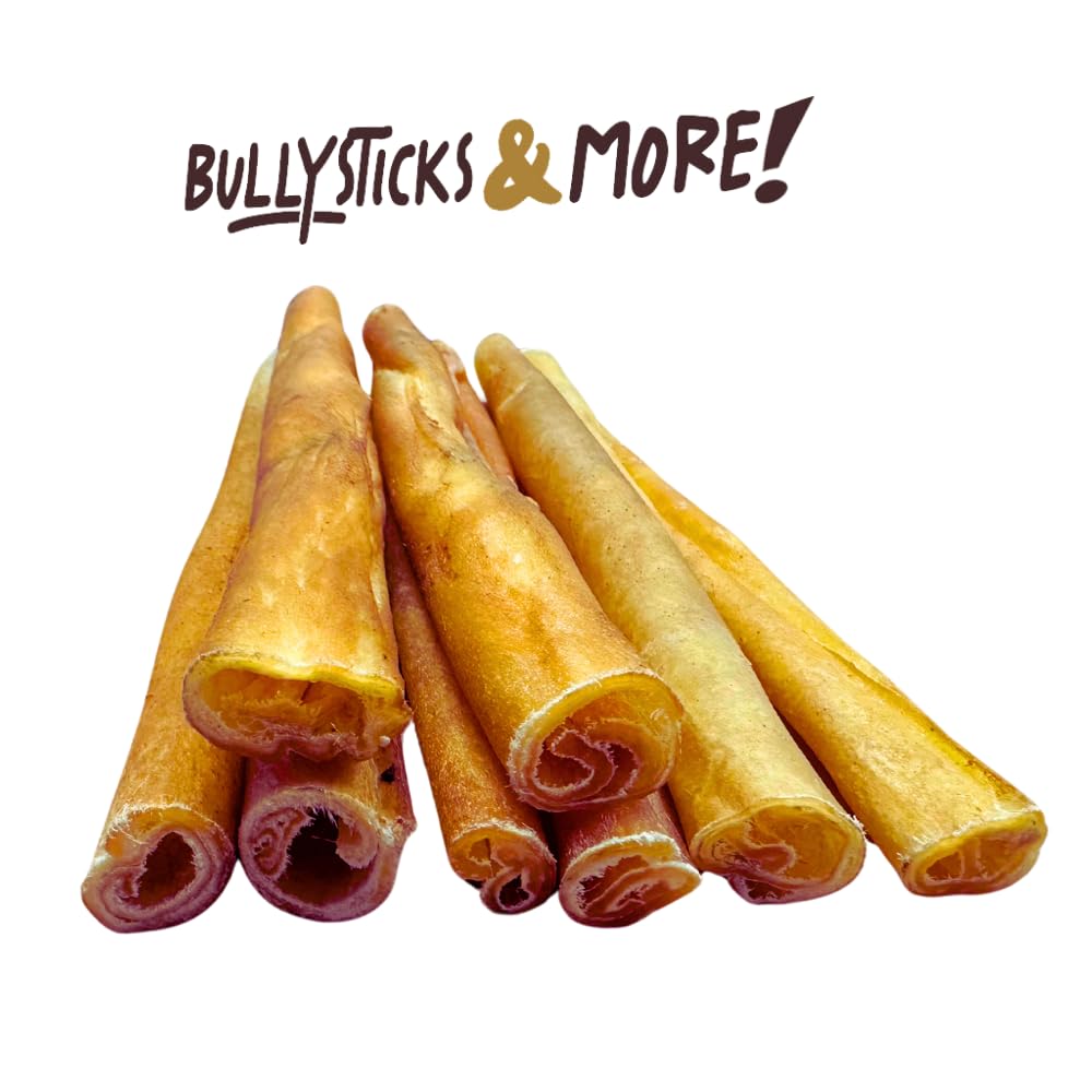 Close-up of BULLYSTICKS & MORE collagen sticks shows chewy texture for engagement.