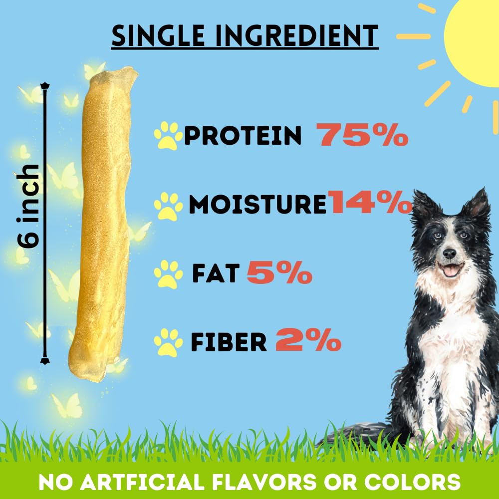 Bullysticks & More label highlights protein and low fat.