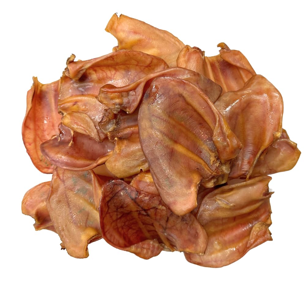 Bullysticks & More pig ears large 16-count dog chew features a dehydrated, durable treat for dogs.