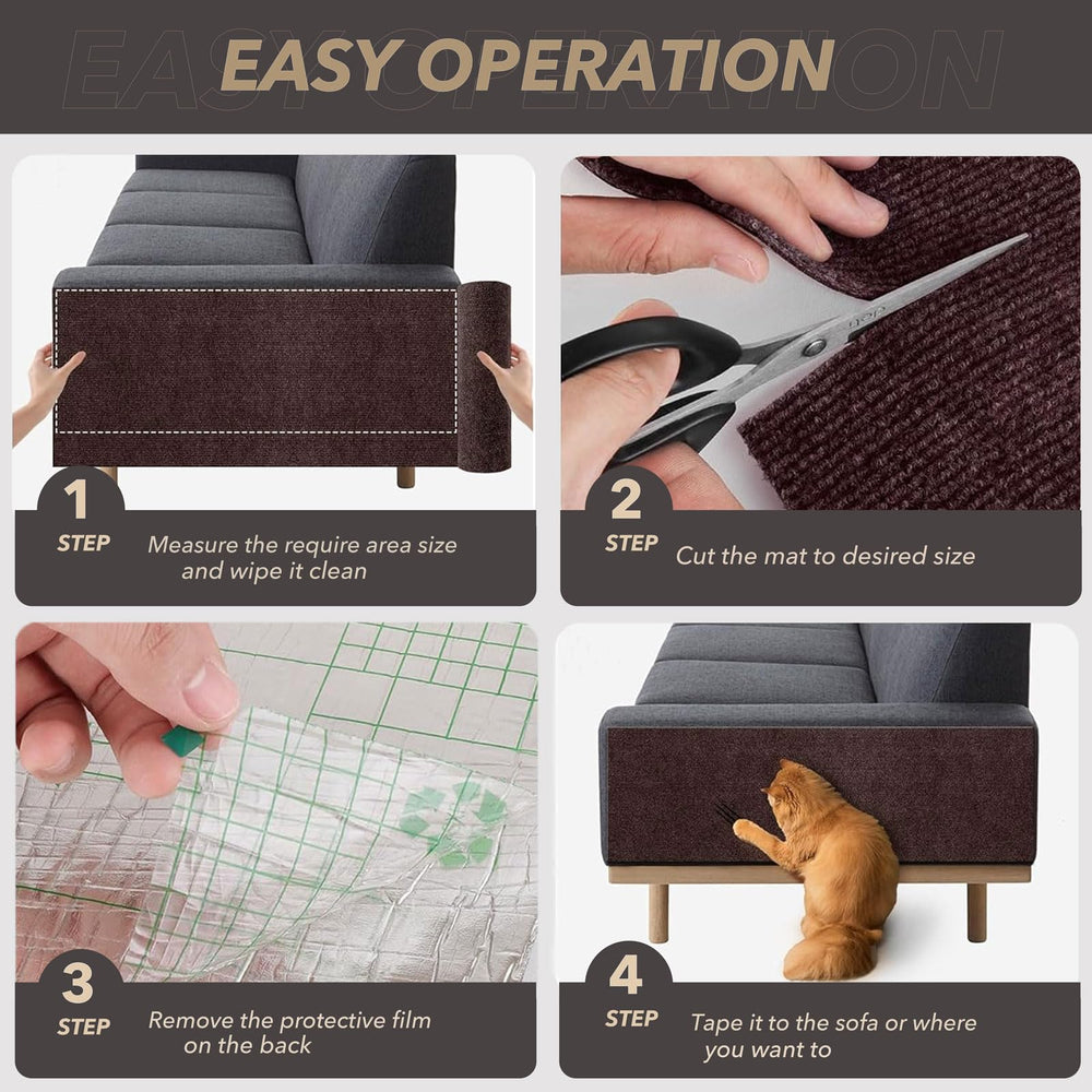 BumaiGo quick-install cat scratching mat on furniture