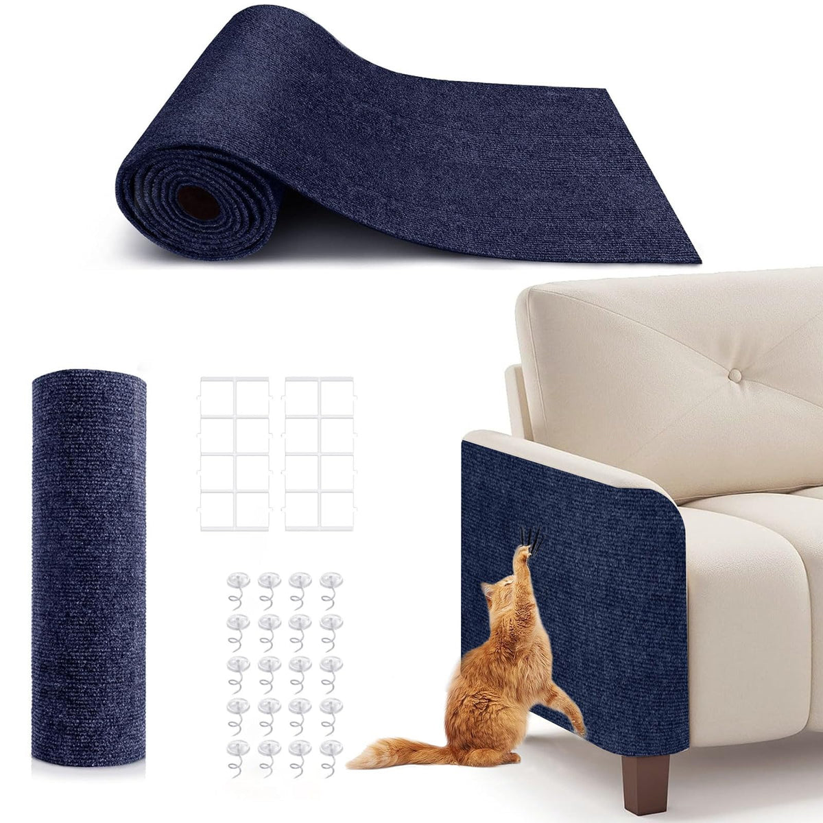 BumaiGo cat-scratching-mat covers sofa surfaces for scratch protection.