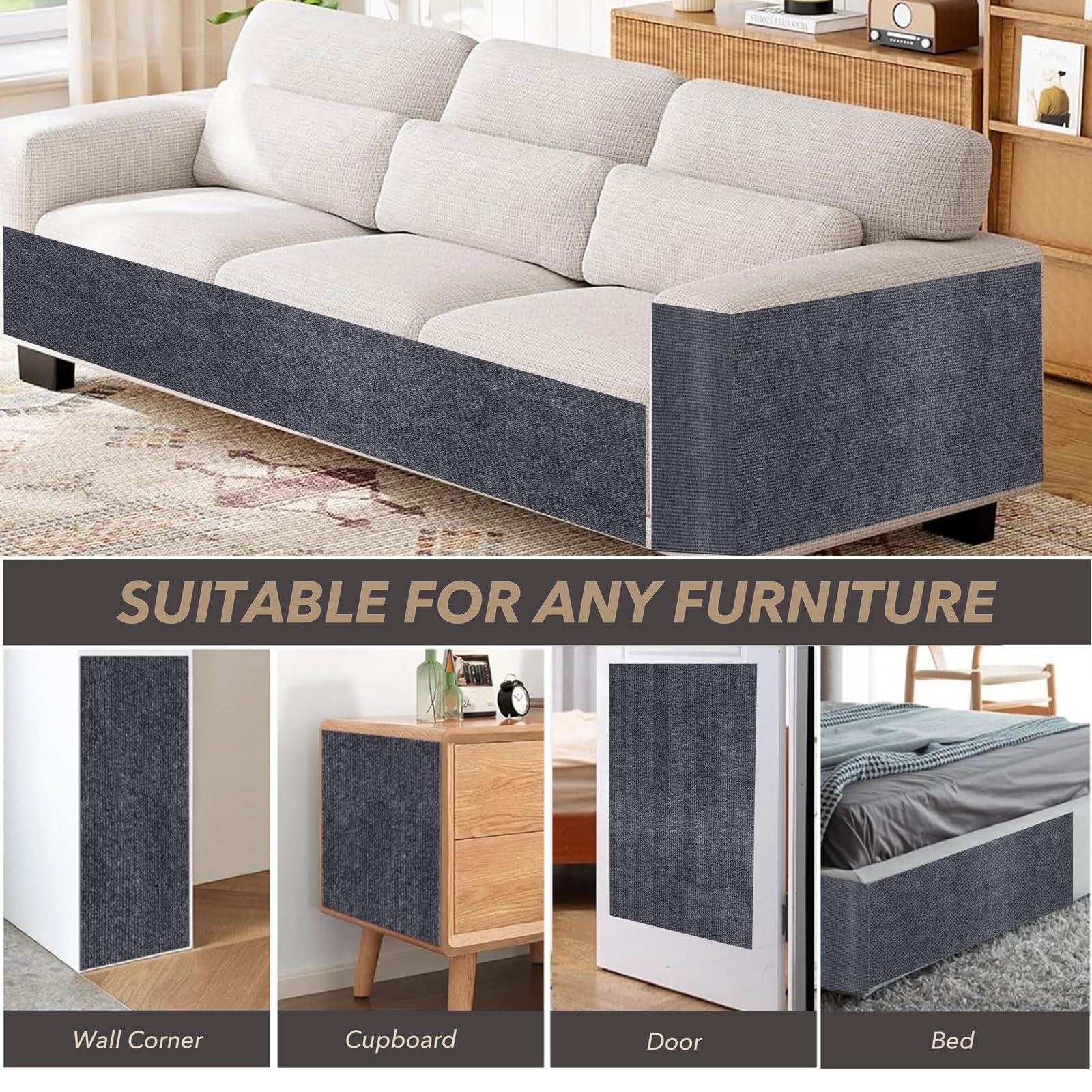 BumaiGo scratch-resistant cat furniture protector keeps claws satisfied and furniture protected.