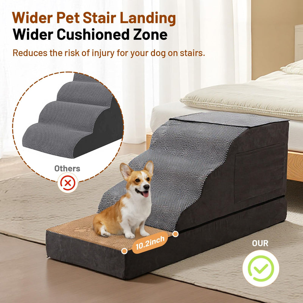 BUMUBI large dog stairs side view showing wide, low-angle design