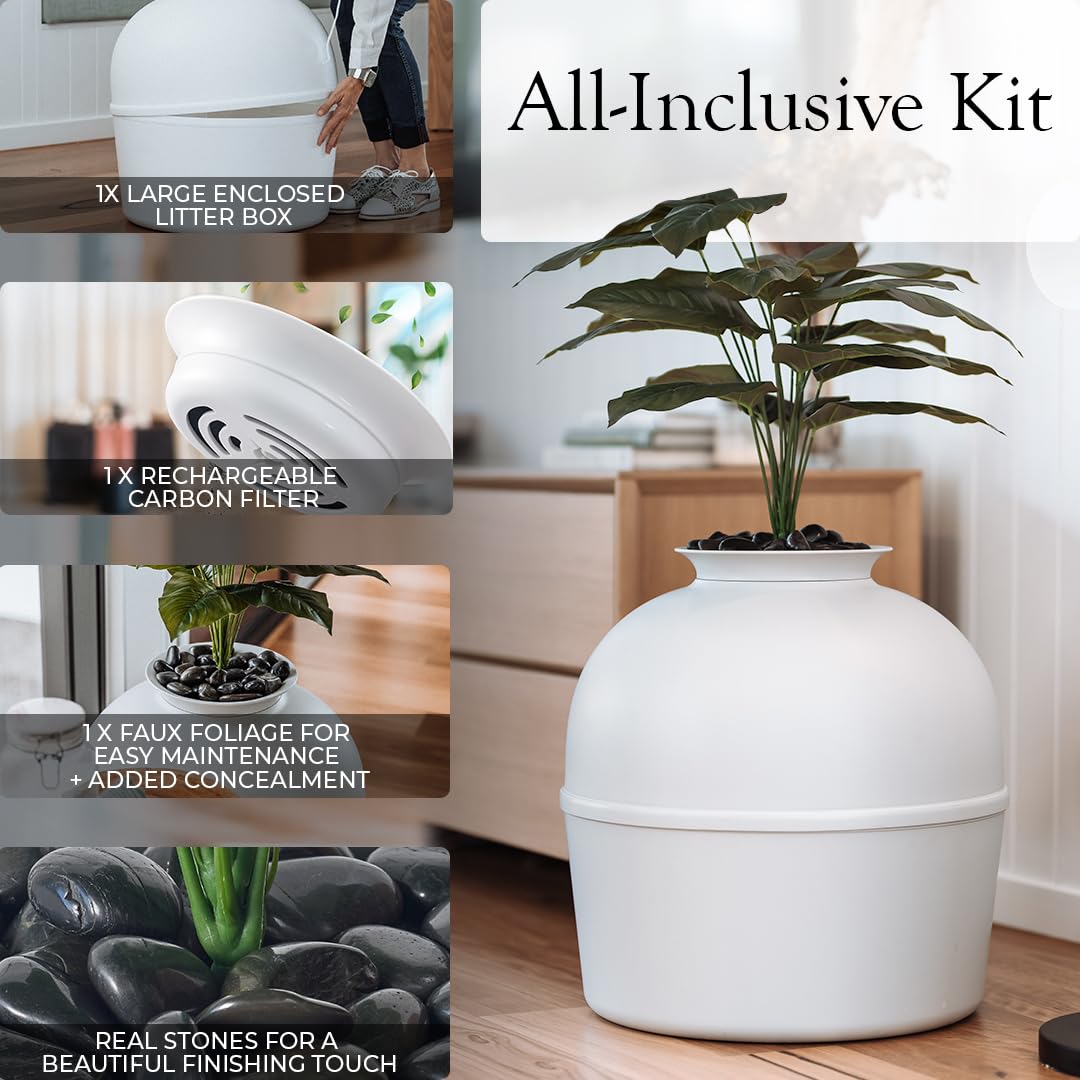 Bundle & Bliss included faux plant enhances aesthetics while disguising the unit.