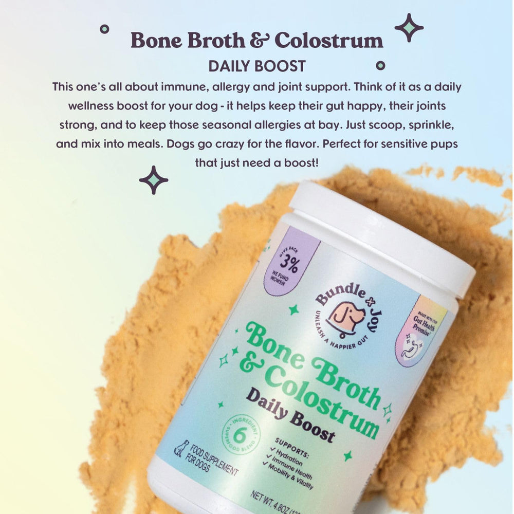 Bundle x Joy beef bone broth powder close-up texture, gut health support.