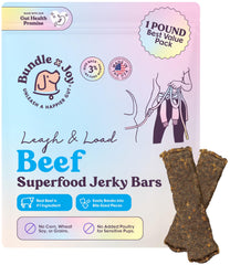 Bundle x Joy beef jerky bag, 16oz, ideal for rewards.