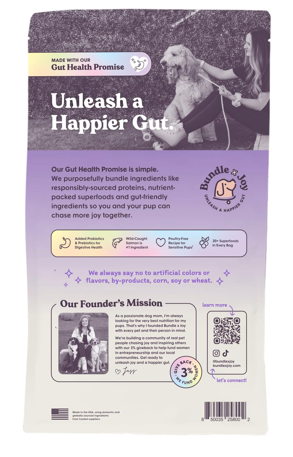 Bundle x Joy plant-based superfoods like flaxseed and pumpkin visible on packaging.