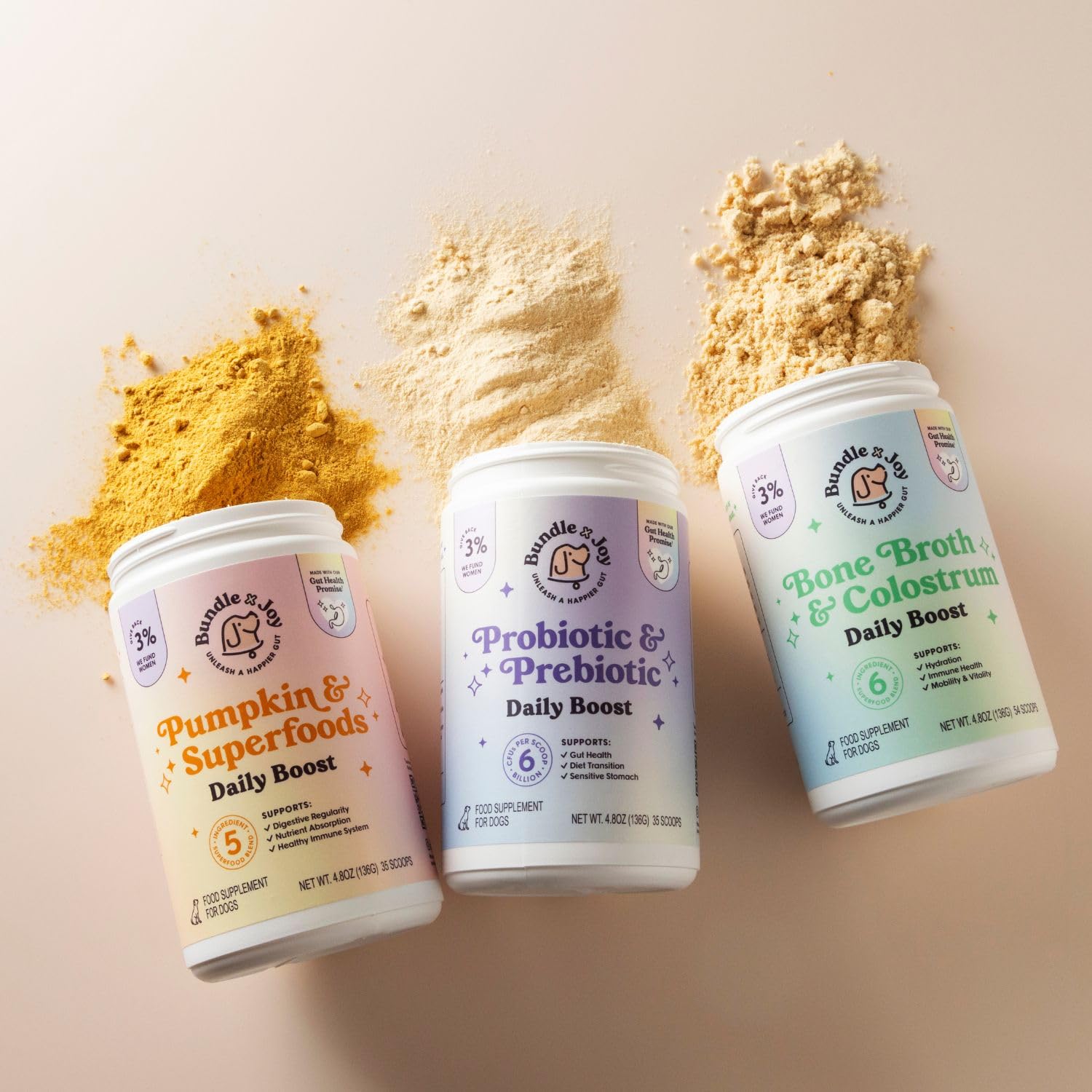 Bundle x Joy puppy-friendly formula packaging, gentle option for puppies.