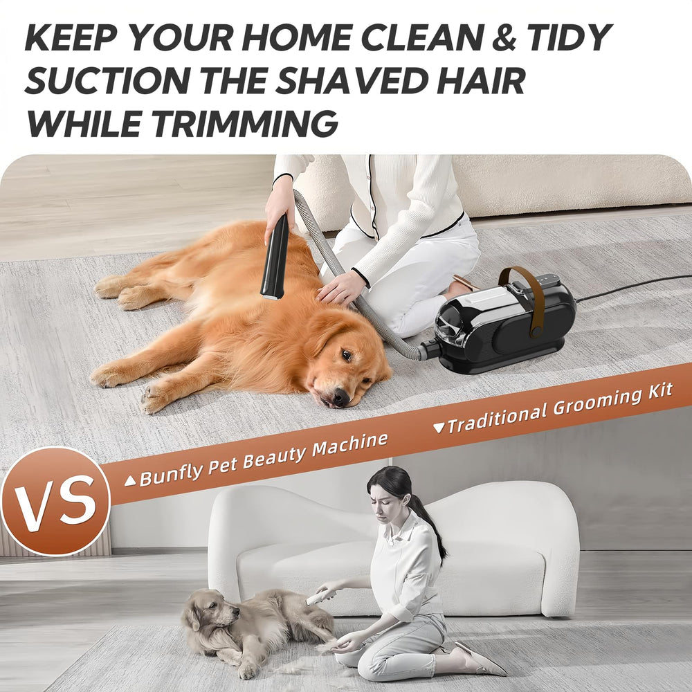 Bunfly dog grooming kit with noise reduction designed to calm nervous pets