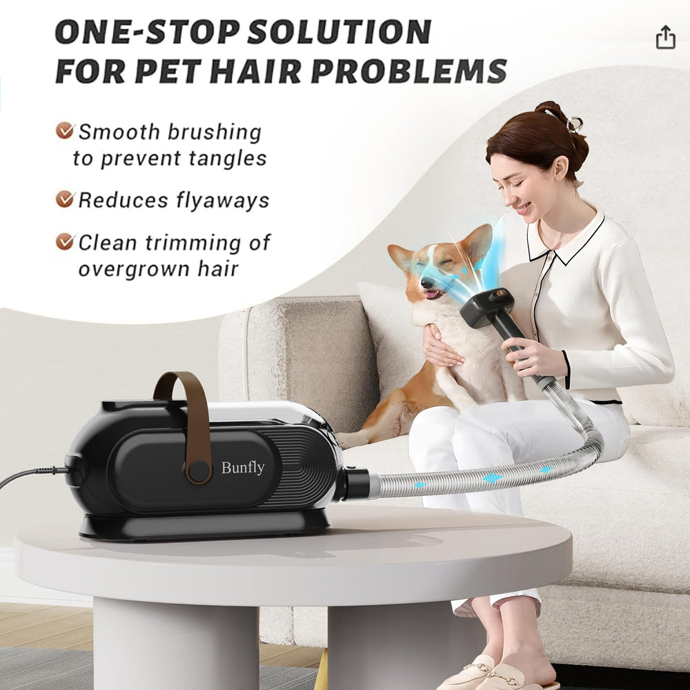 Bunfly grooming kit vacuum attachment displayed for pet-friendly grooming