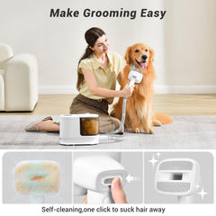 Bunfly low-noise vacuum keeps pet ears safe during grooming sessions.