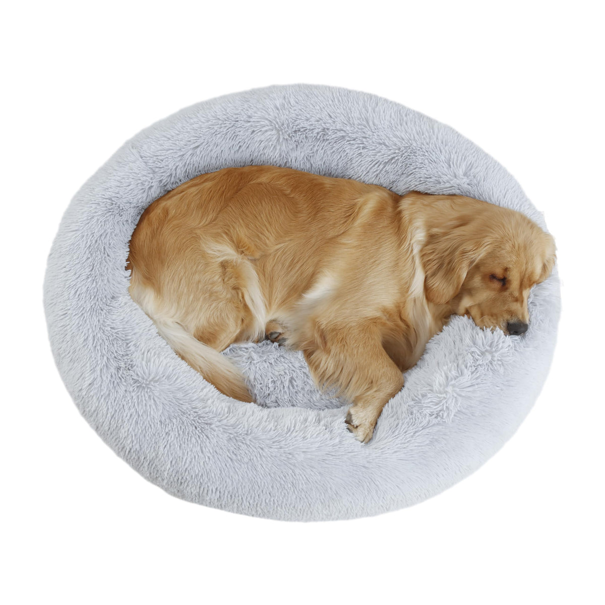 Bunlitent calming dog bed with plush fur for cozy, restful sleep.