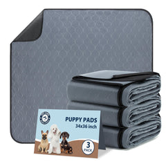 Bunlitent washable dog pee pad gray 34x36 top view shows absorbent surface