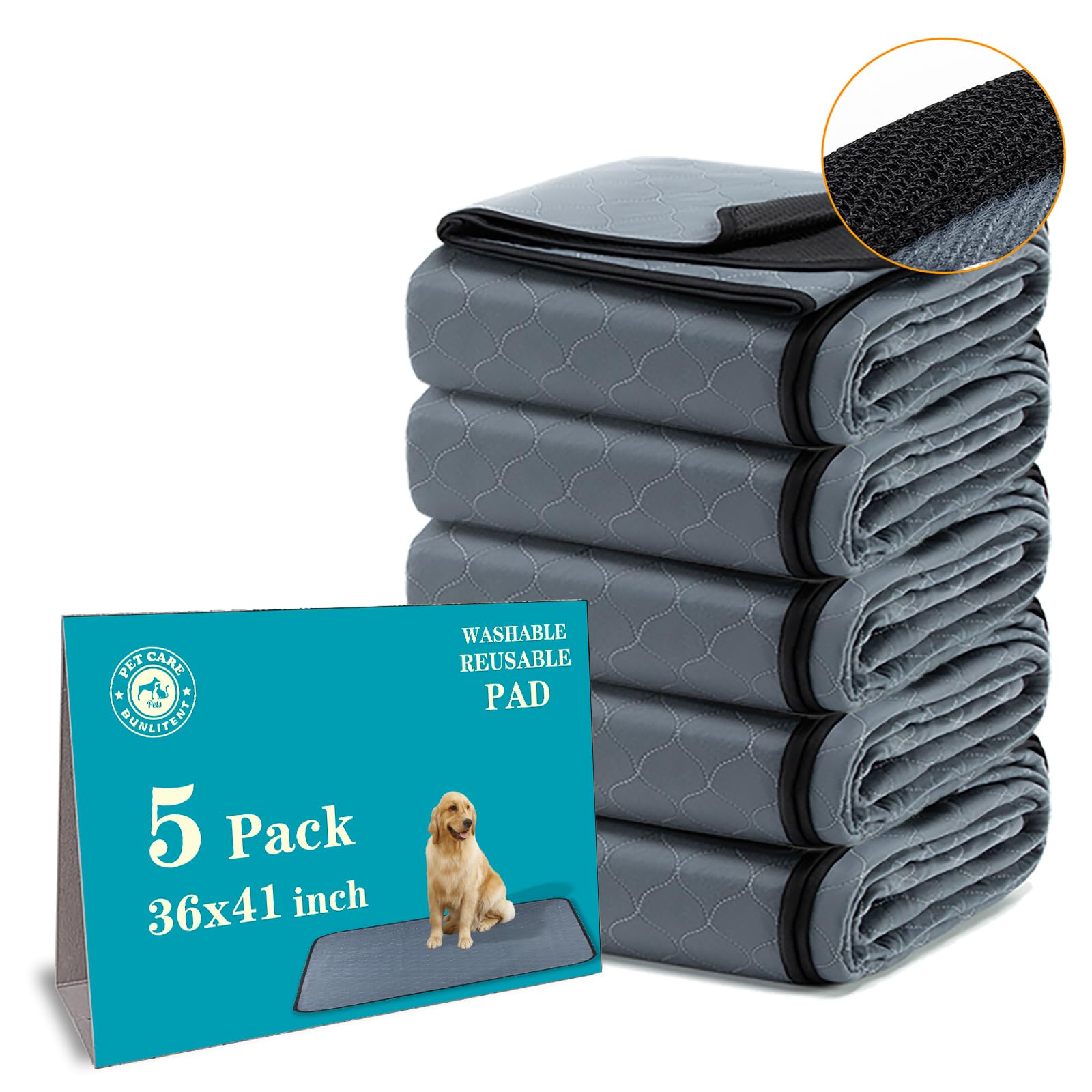 Bunlitent washable pee pad with quick-dry tech keeps floors dry during training