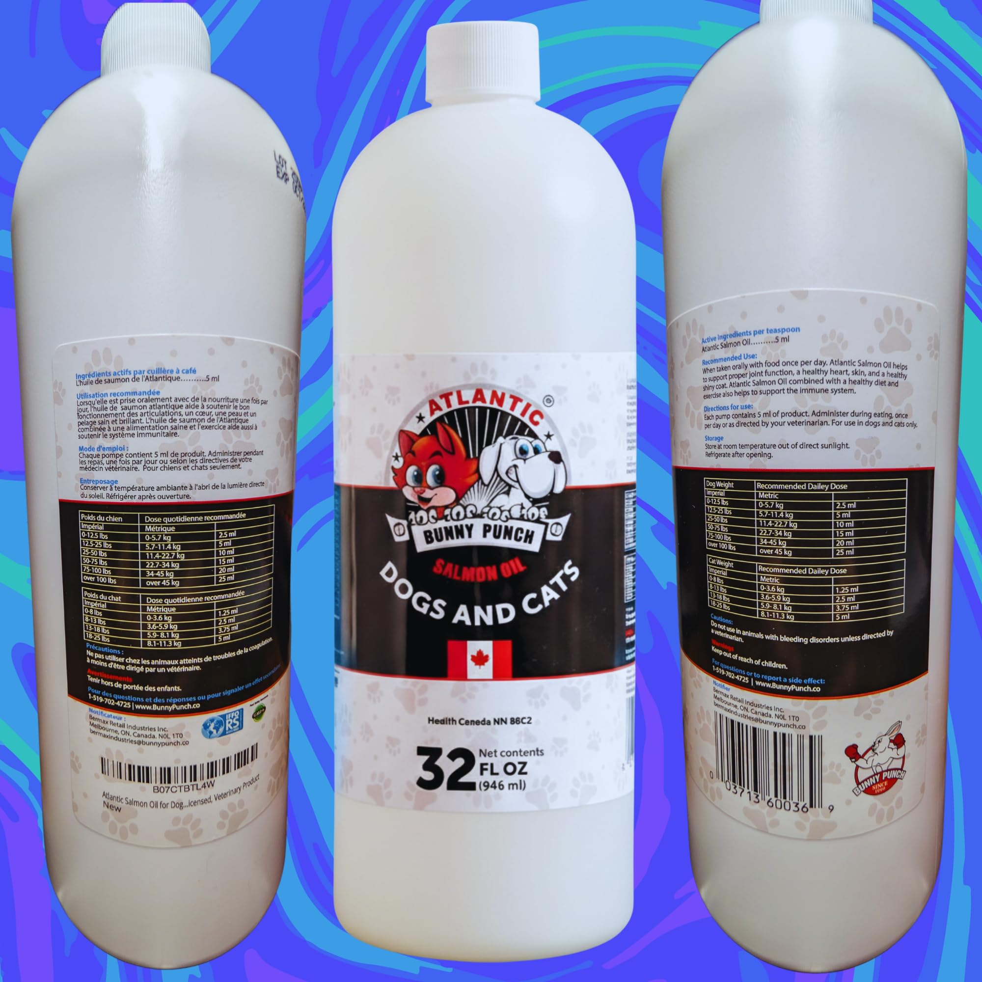 Bunny Punch Omega-3 salmon oil emphasizing natural EPA and DHA for coat health