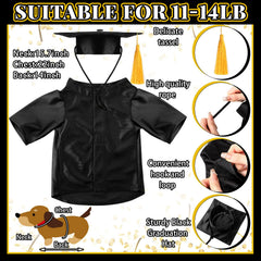 Bunnycool dog graduation gown worn with cap during a festive ceremony.