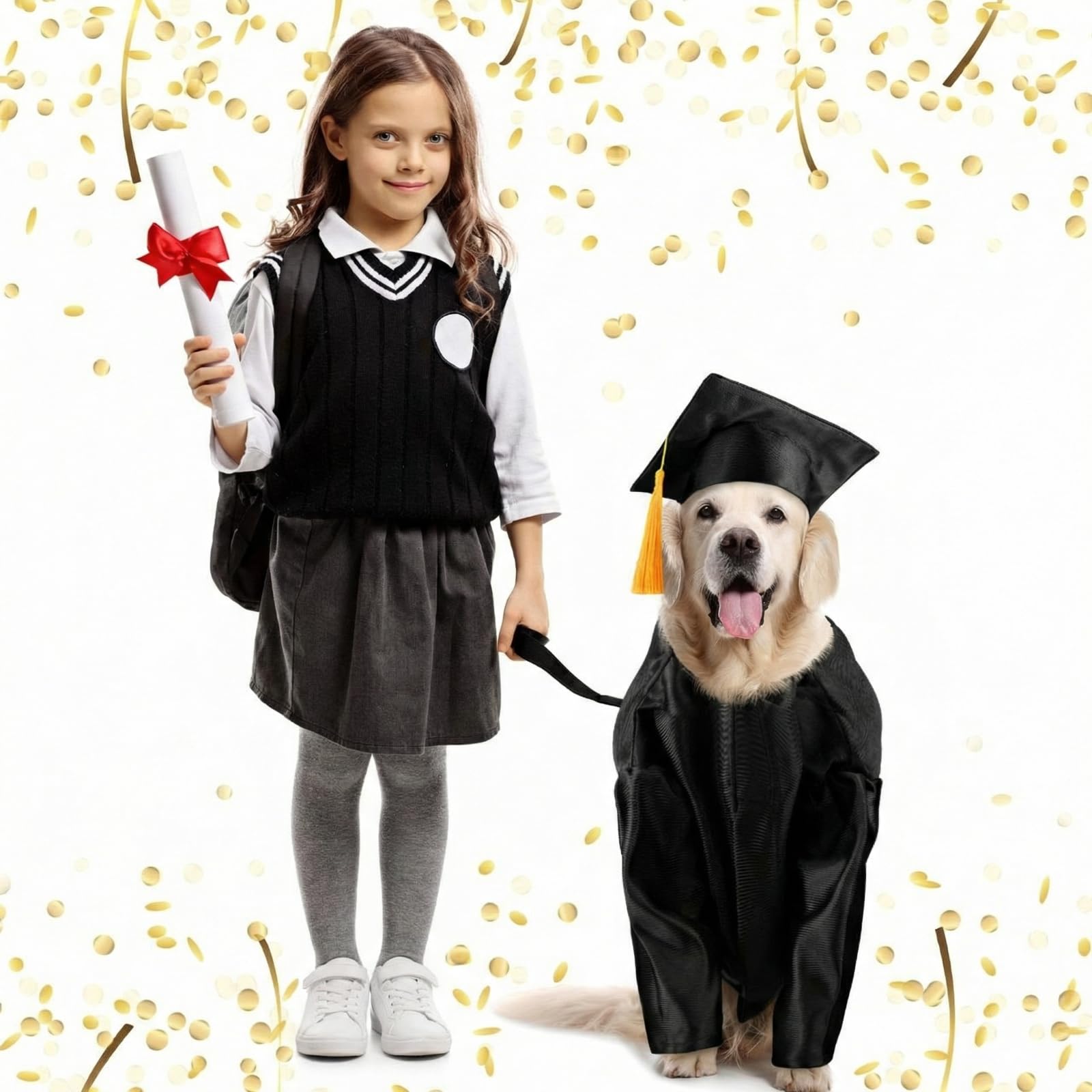 Bunnycool photoshoot-ready pet costume enhances graduation memories
