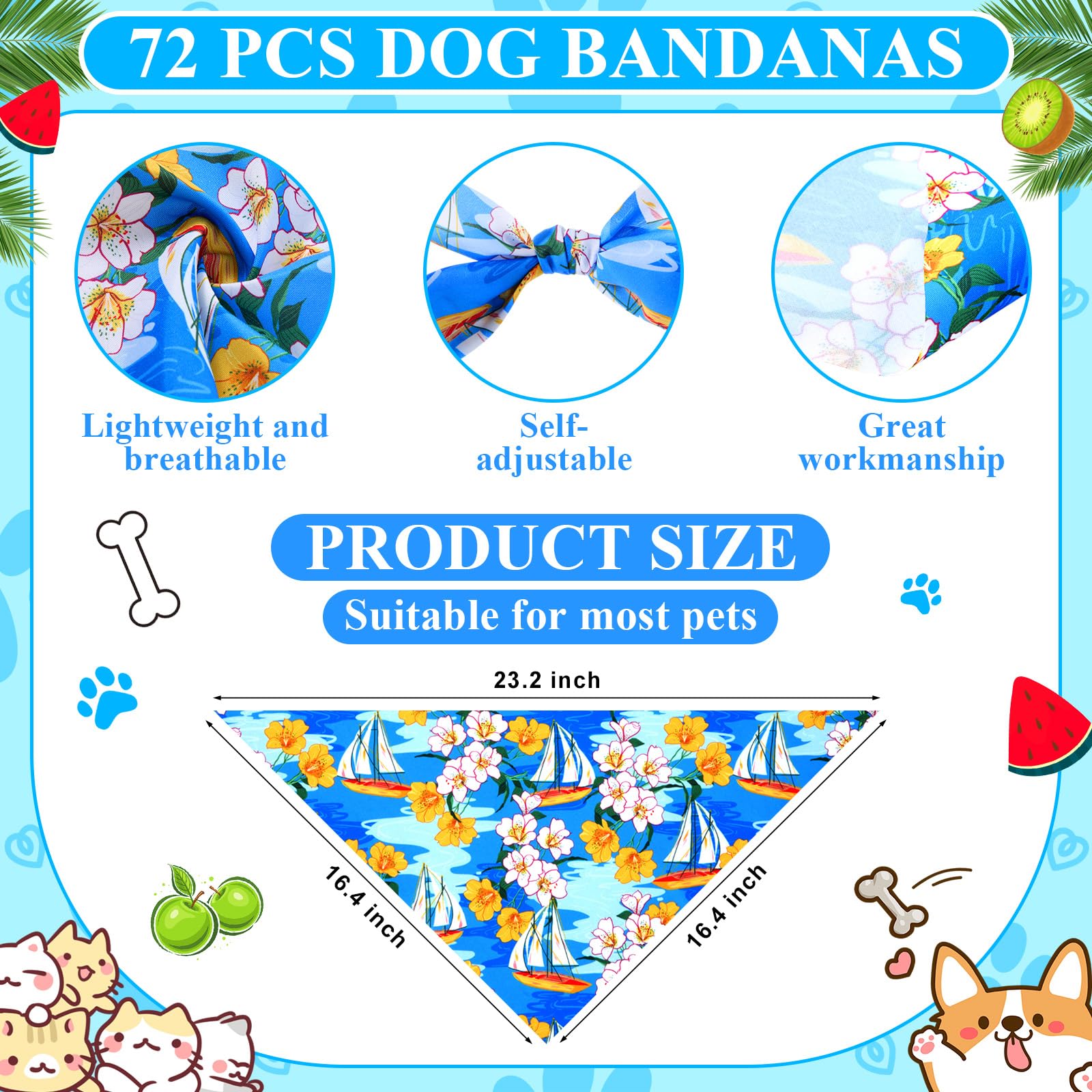 Bunnycool triangle bandana for dogs with playful multicolor patterns