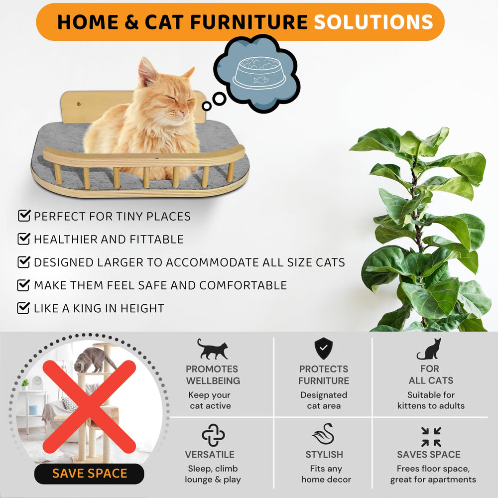 BUOGA cat wall shelves showing 3-step climbing system