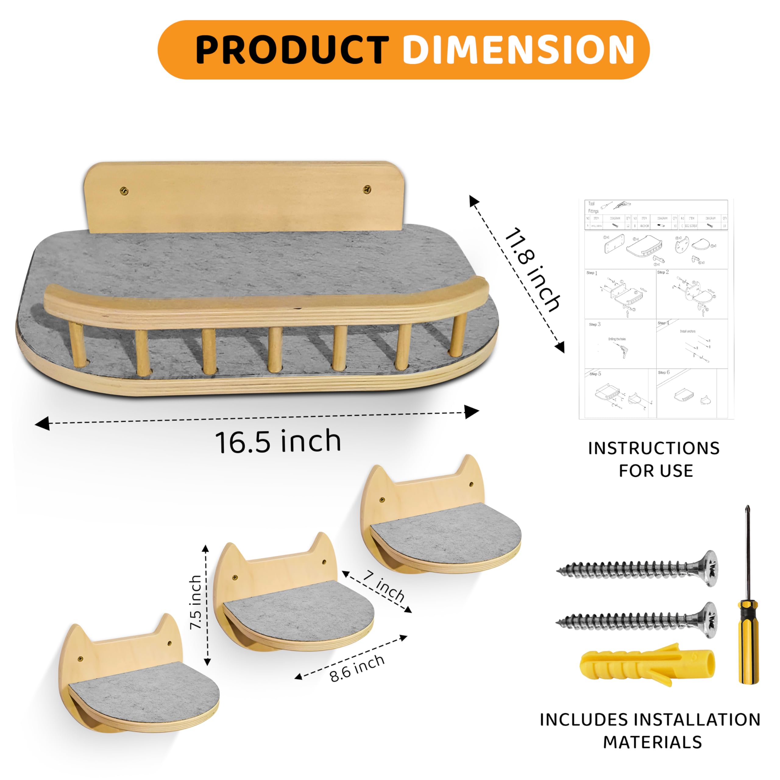 BUOGA all-in-one cat wall shelves kit in packaging