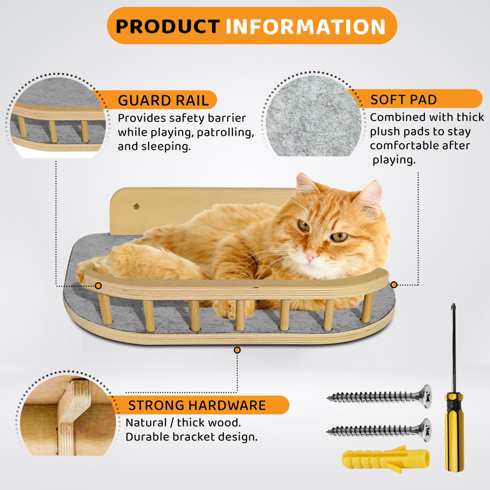 BUOGA cat wall shelves anti-slip surface for secure play