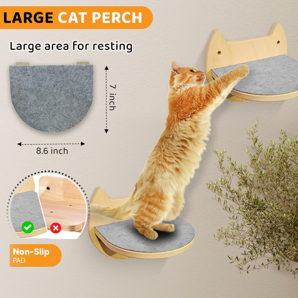 BUOGA birch wood finish on cat wall shelves