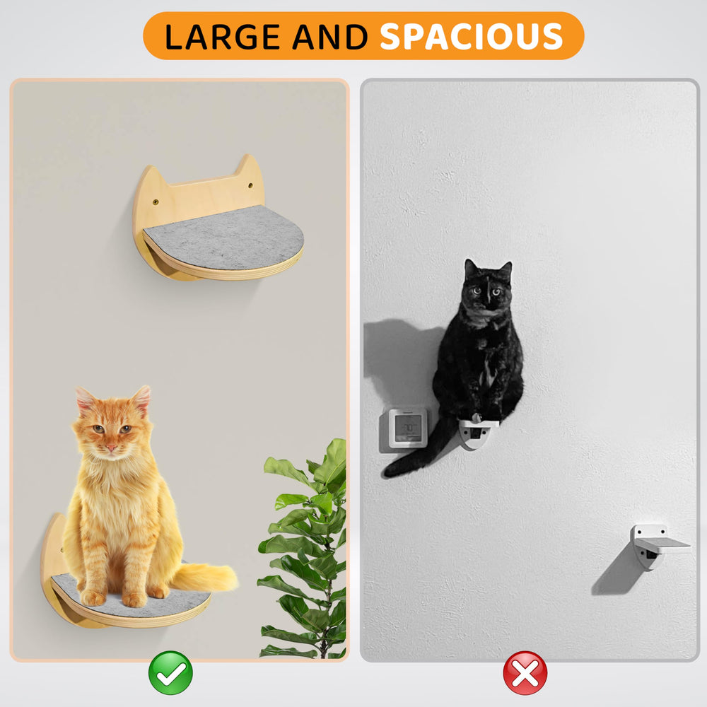 BUOGA cat wall perch with safety guardrail to prevent falls