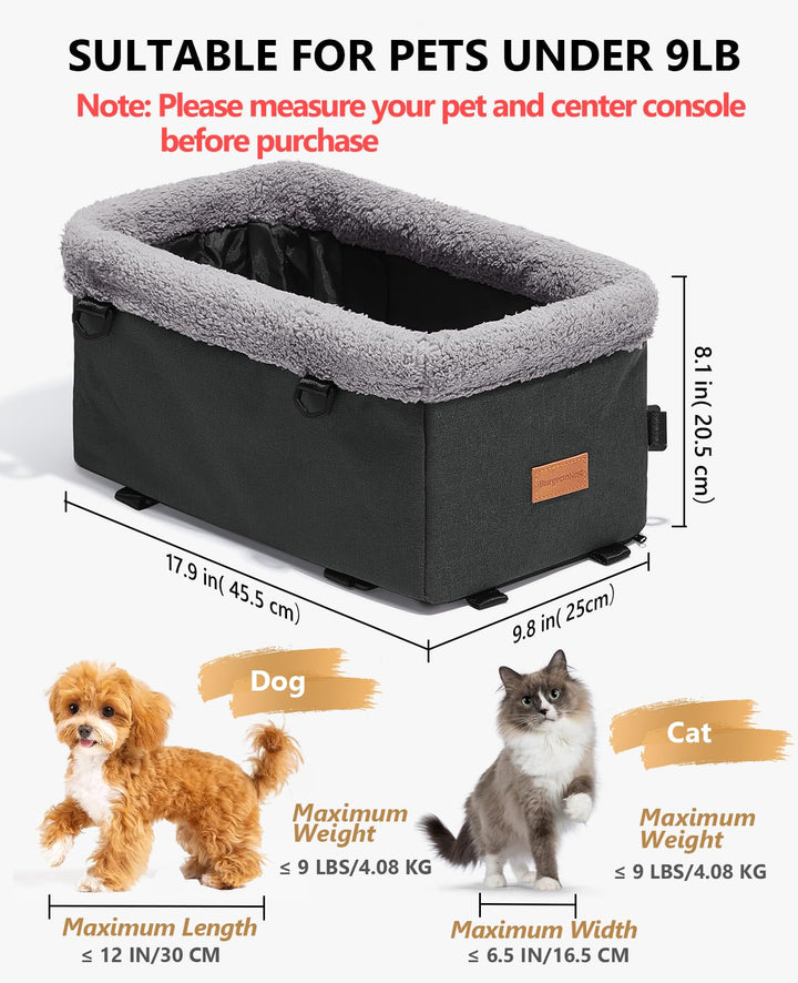 BurgeonNest center console dog seat grey side belts highlight secure restraint during drives.
