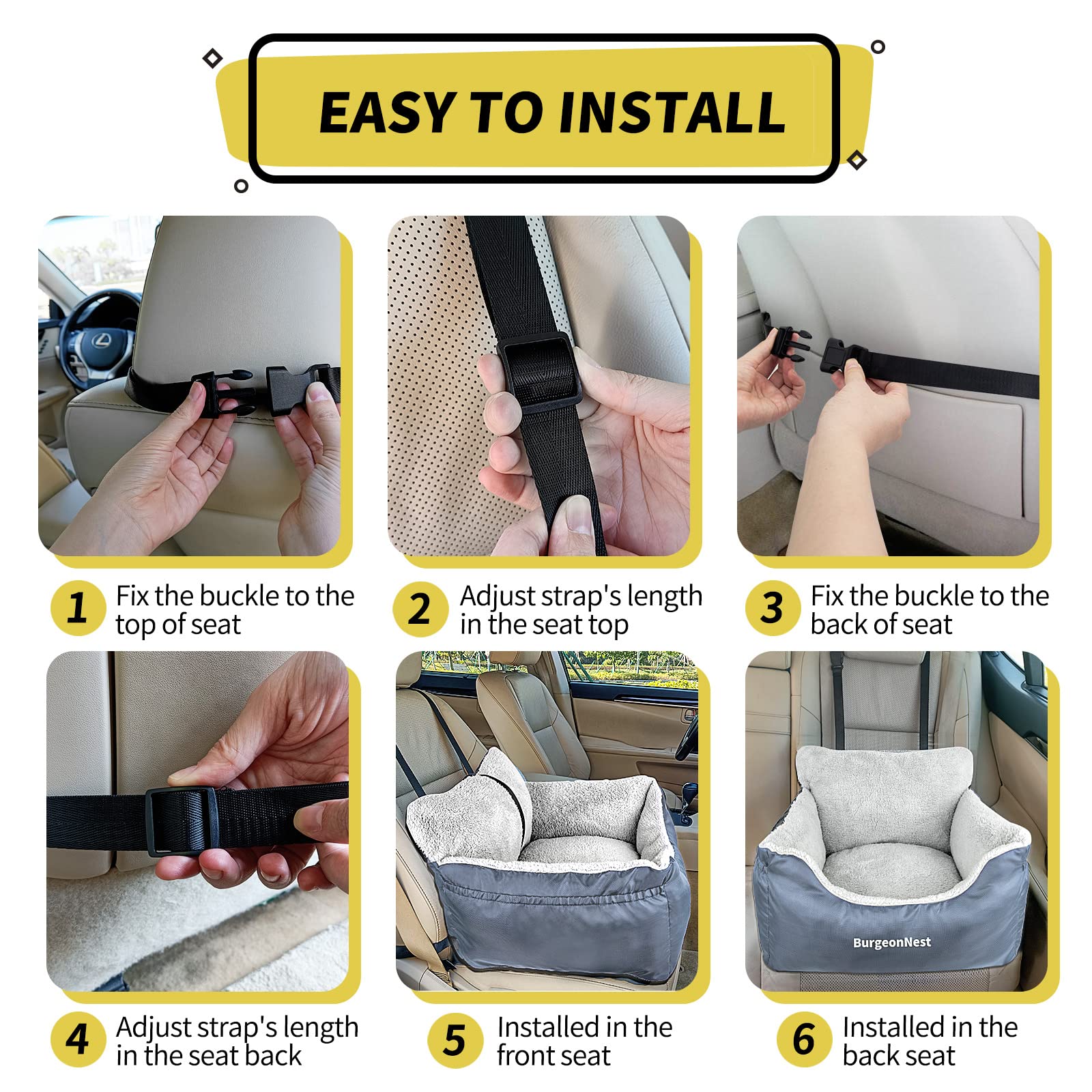 BurgeonNest anti-slip bottom holds booster seat firmly on car floors.