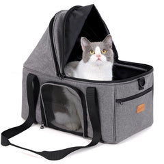 BurgeonNest top-expandable large cat carrier shown expanded for easy entry and comfort