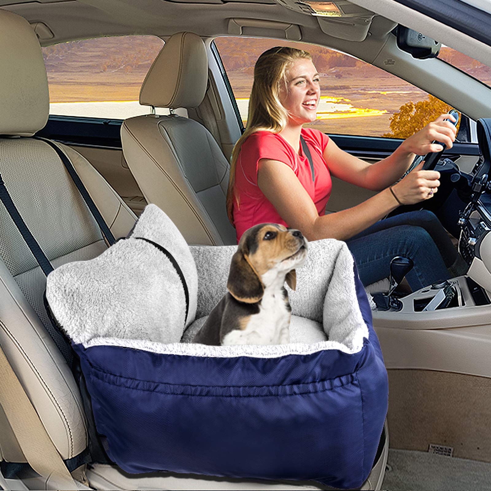 BurgeonNest blue car seat protects seats while creating a cozy space