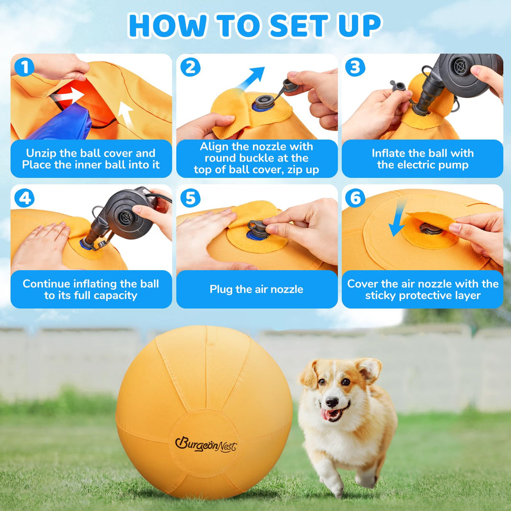 BurgeonNest bright blue visibility helps dogs spot the ball outdoors.