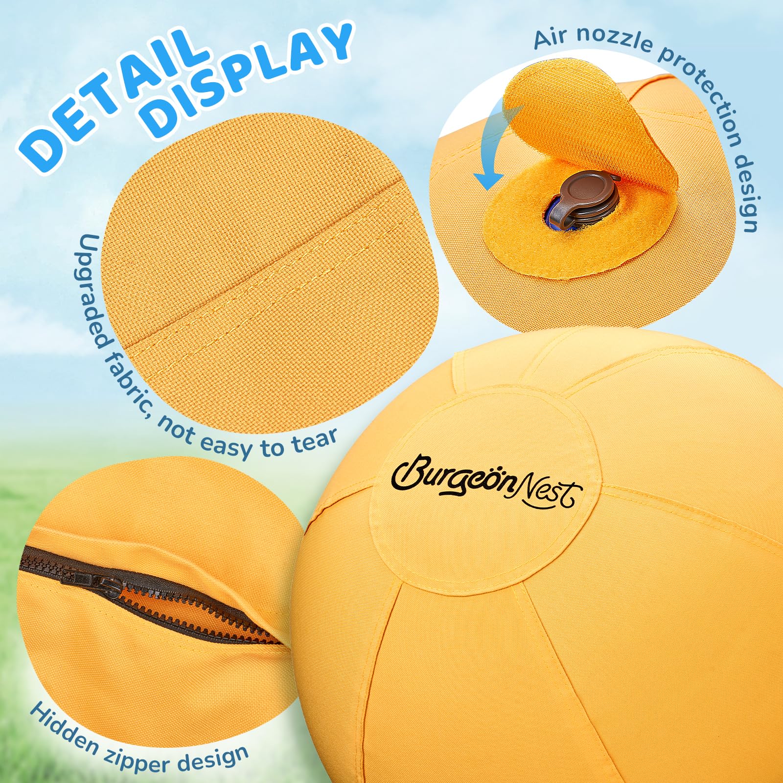 BurgeonNest machine-washable cover keeps the ball clean between workouts.