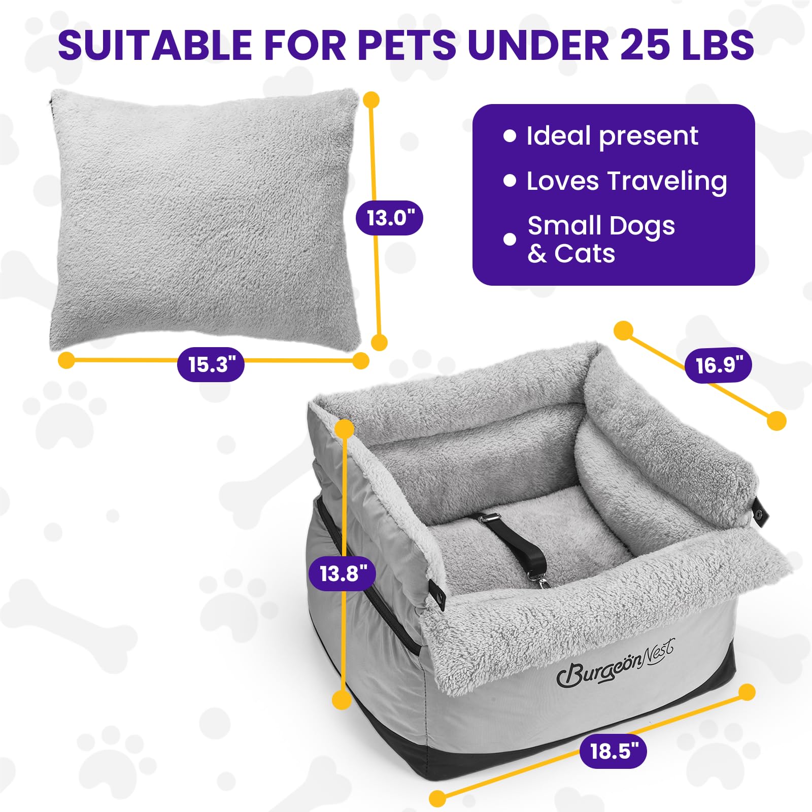 BurgeonNest dog car seat adjustable straps ensure stable positioning during drives.