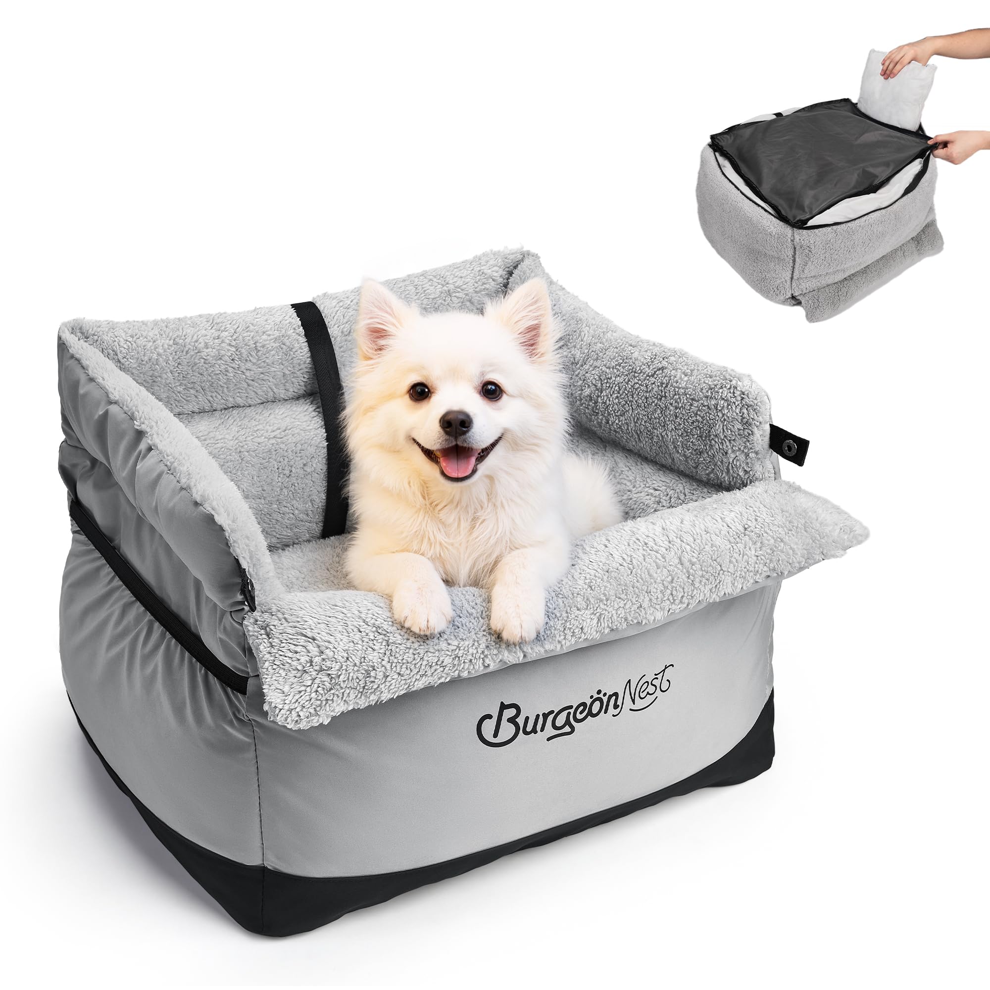 BurgeonNest dog car seat front view for secure travel with small dogs.